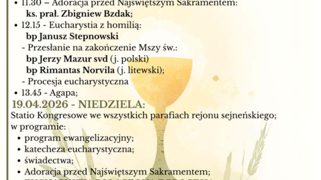 STATIO KONGRESU EUCHARYSTYCZNEGO - 18.04.2026 - 19.04.2026
